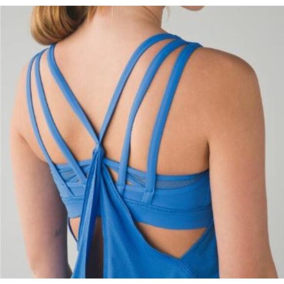 Lululemon Nouveau Limits Tank Top And Sports Bra Strappy Back In Blue Size 6 - Picture 3 of 10